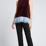 La DoubleJ Scala feather-trimmed top