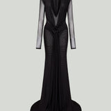 David Koma Lace flower plunge gown
