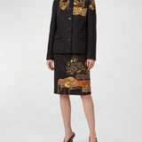 Dries Van Noten Embroidered cotton pencil skirt