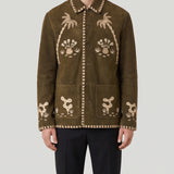 Baziszt Embroidered whipstitch leather jacket