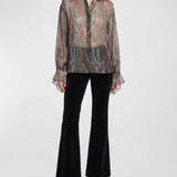 Etro Ruffled paisley-print silk-blend chiffon blouse