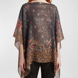 Etro Metallic paisley animal-print silk chiffon poncho
