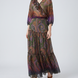 Etro Printed ruffled silk maxi skirt