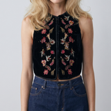 Etro Bead-embellished cropped velvet vest