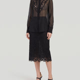 Fendi Macramé-lace midi skirt