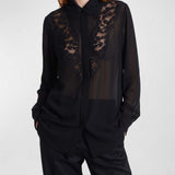 Fendi Lace-trimmed silk georgette shirt