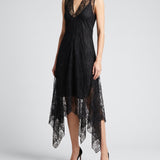 Fendi Asymmetric lace silk midi dress