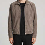 Frame Long-sleeve suede bomber jacket
