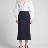 Givenchy Midi Striped Wool Skirt