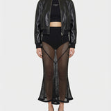 Leather bomber jacket