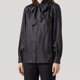 Gucci Printed GG silk-twill bow shirt
