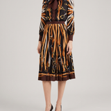 Gucci Printed silk chemisier midi dress