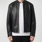 Leather jacket with horsebit detail
