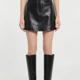 Leather mini skirt