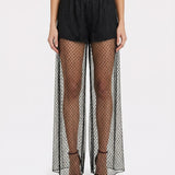 Polka‑dot fil coupé organza wide‑leg trousers