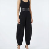 Round crepe wool jumpsuit