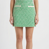 Houndstooth cotton-blend tweed mini skirt