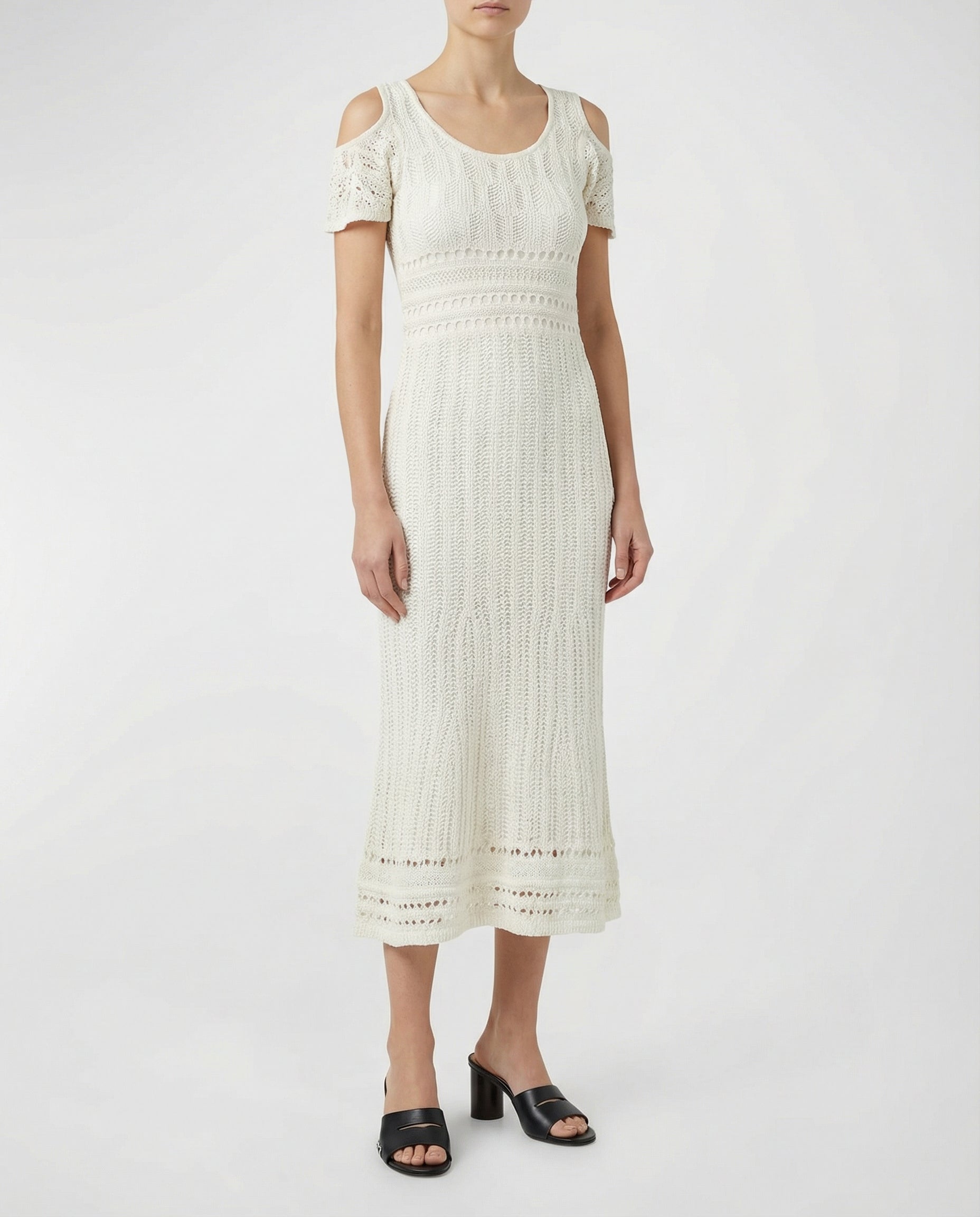 jw anderson crochet dress WOMENS FLORAL CROCHET DRESS IN LIMESTONE in LIMESTONE KW1579PG2021101XXS