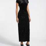 Alaïa Draped strass velvet jersey dress