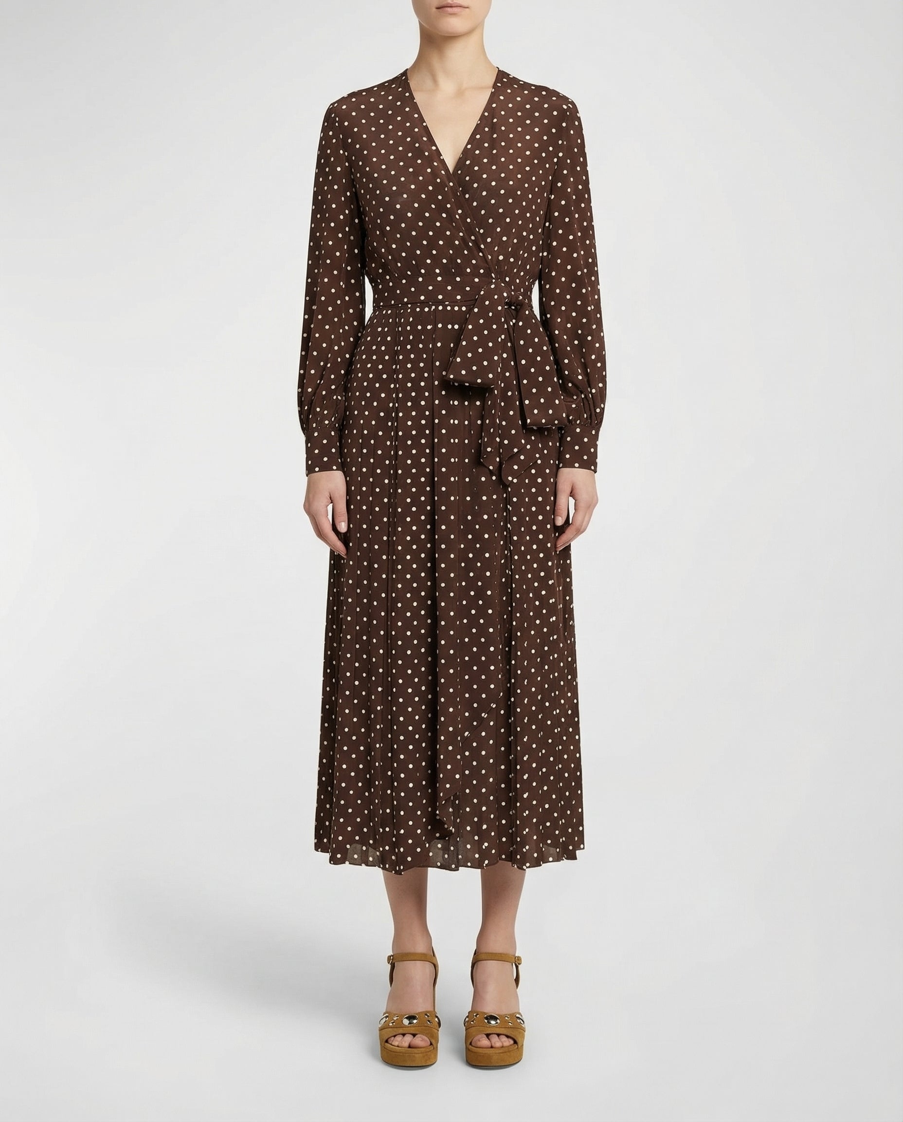 Valentino Garavani Polka dot silk wrap midi dress Luisa World Valentino Garavani Polka dot silk wrap midi dress Luisa World