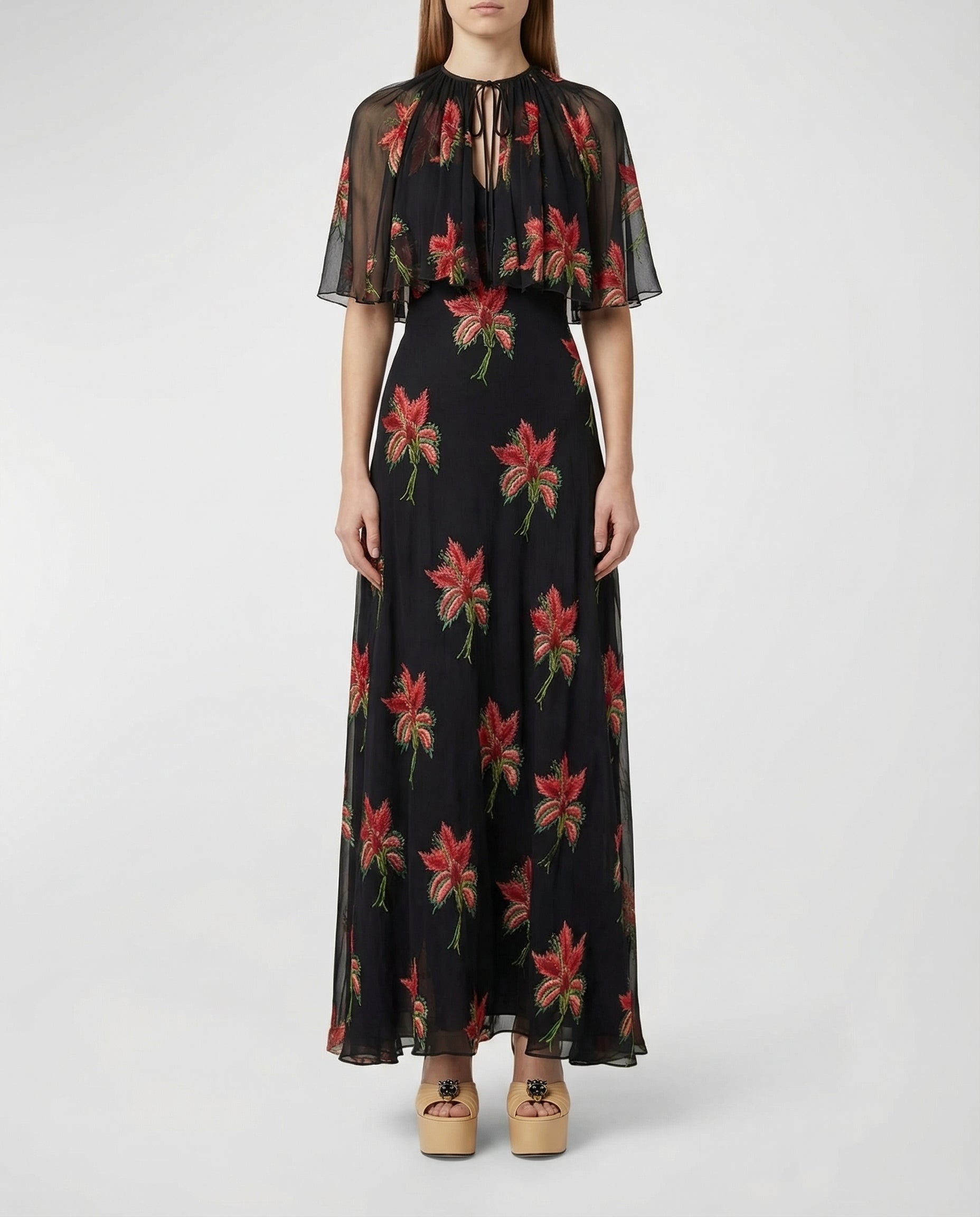Valentino Garavani Floral silk chiffon cape gown Luisa World Valentino Garavani Floral silk chiffon cape gown Luisa World