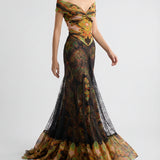 Printed tulle bodysuit