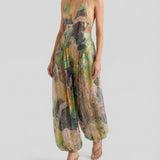 Laminated floral print jumpsuit