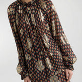 Silk shirt with fil coupé rose motif