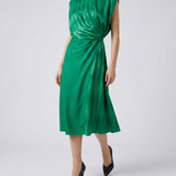 Versace Jacquard silk draped midi dress