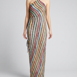Missoni Zigzag lamé halterneck long dress
