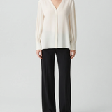 Theory V-neck silk georgette blouse