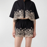 La DoubleJ Embroidered pull-up shorts