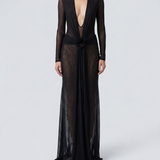 David Koma Lace flower plunge gown
