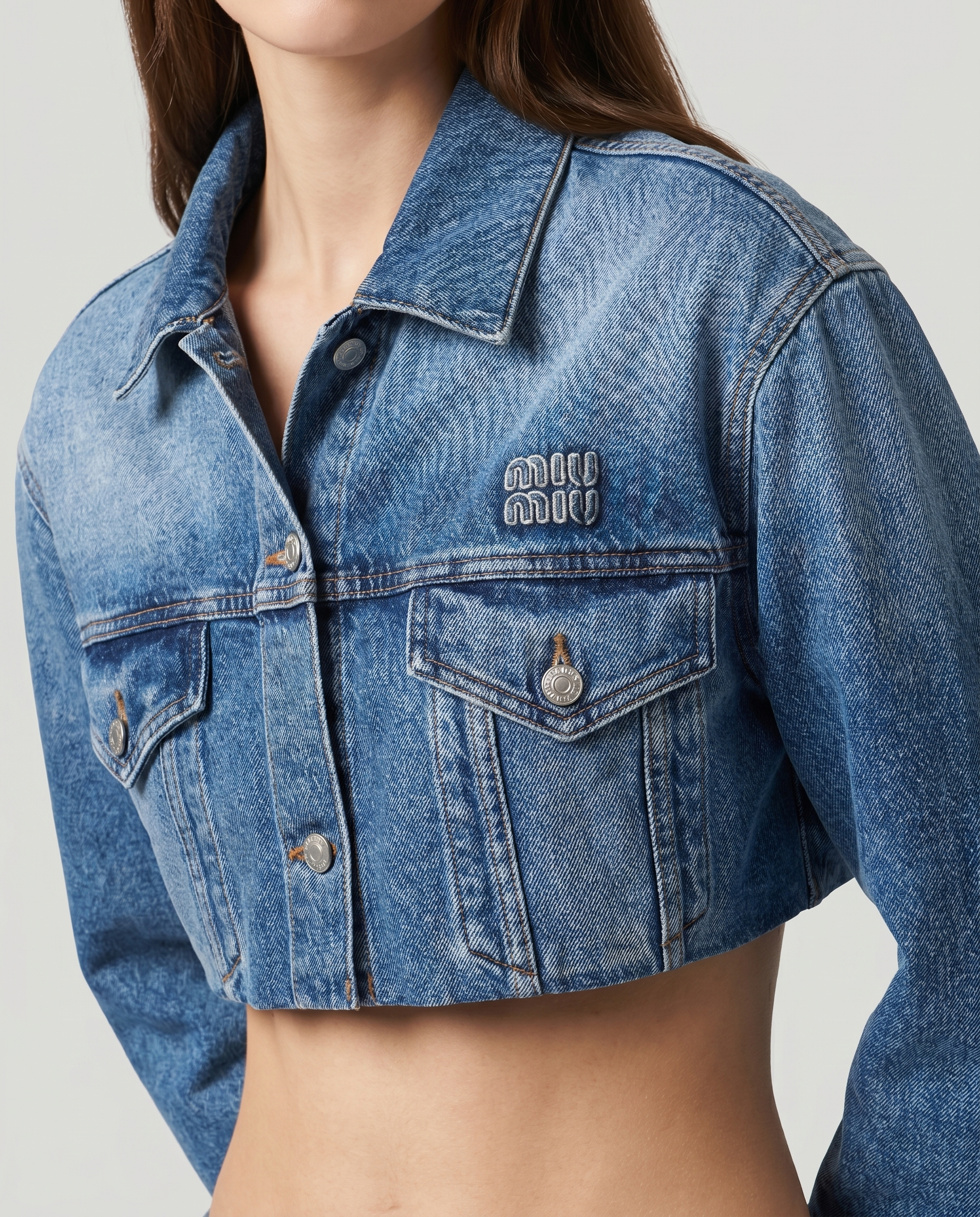Miu Miu Cropped denim jacket – Luisa World Miu Miu Cropped denim jacket – Luisa World