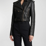 Balmain Cropped leather biker jacket