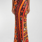 Pucci Soleil print satin long skirt