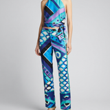 Pucci Printed silk-twill halterneck top