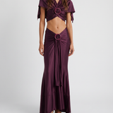 Rabanne Gathered caped satin cropped top