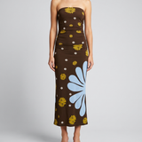 Cala de la Cruz Daphne ruched printed jersey midi dress