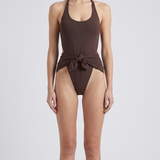 Alaïa Knot bonded jersey one-piece swimsuit