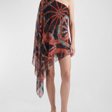 Dolce & Gabbana One-shoulder Carretto-print chiffon mini dress