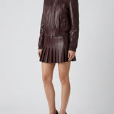 McQueen Pleated leather mini skirt