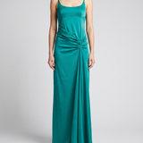 McQueen Asymmetric drape evening dress