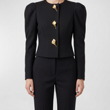 Carolina Herrera puff-sleeve jacket with calla lily buttons