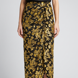 Balmain Gathered devoré velvet maxi skirt.