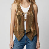 Kelby studded patchwork suede vest