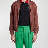 Versace Ribbed-knit trimmed silk poplin blouson jacket