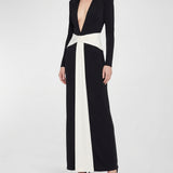 Ilkyaz Ozel Azure plunging jersey gown
