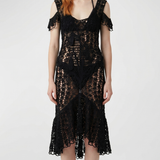 JW Anderson Ruffled crochet cotton midi dress
