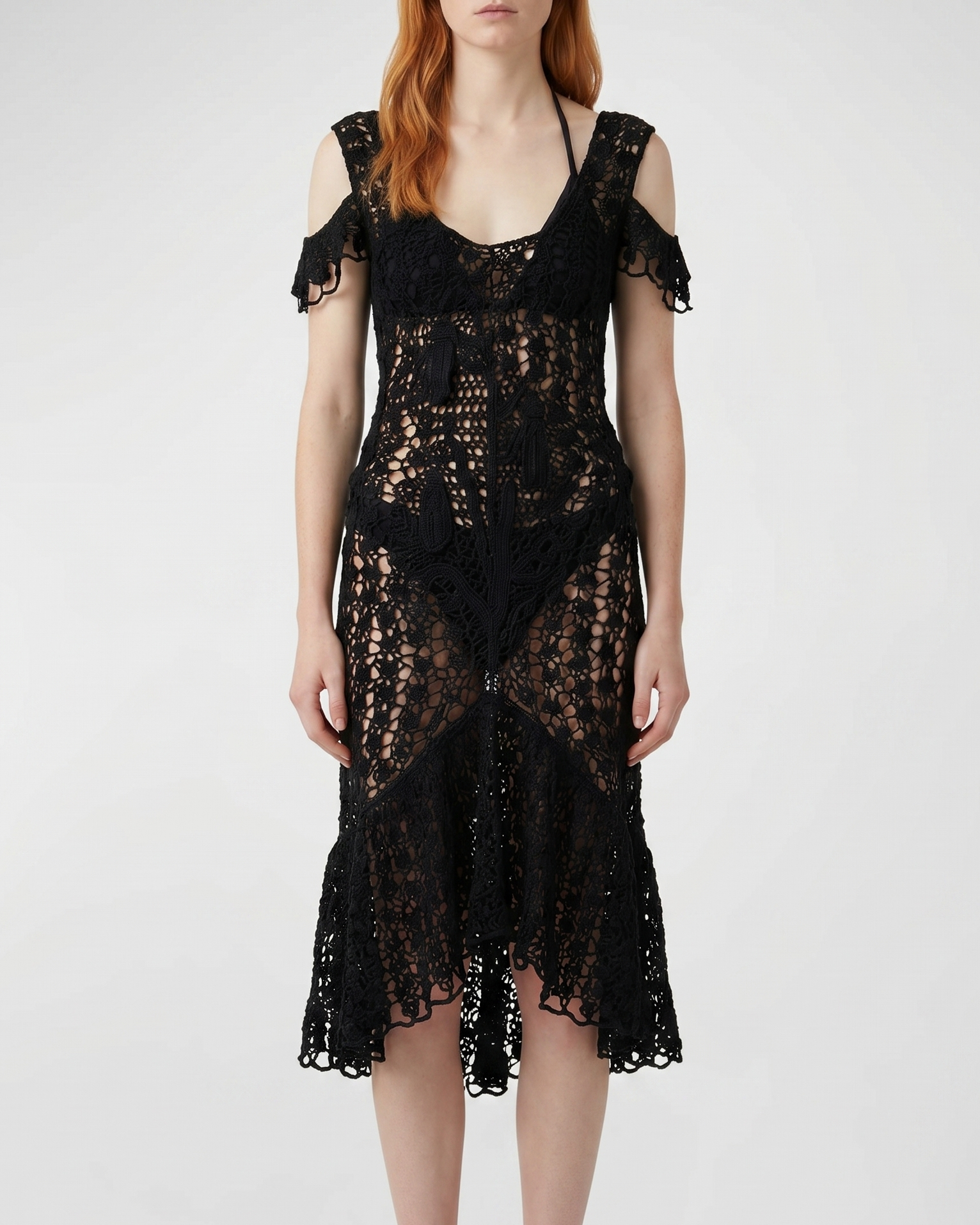 jw anderson crochet dress JW Anderson crochet-knit Midi Dress | Black